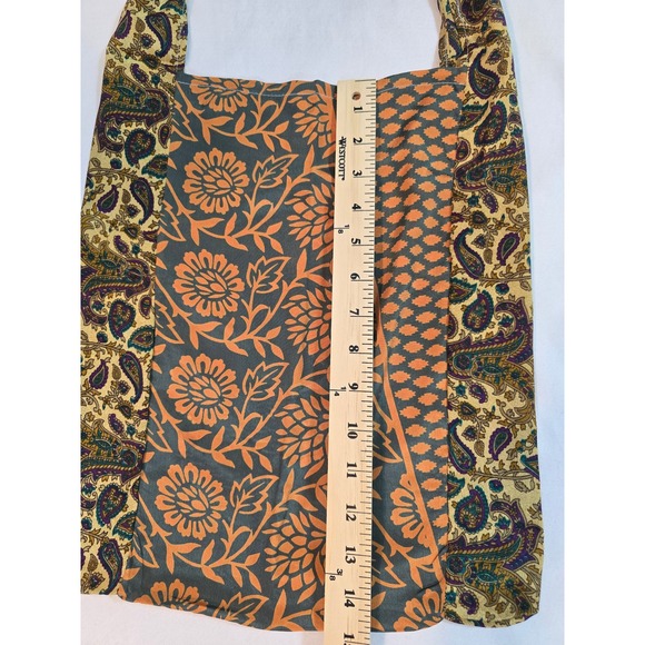 Boho Patchwork Tote Bag Shoulder Bag 100% Silk Handmade‎ - Picture 4 of 9